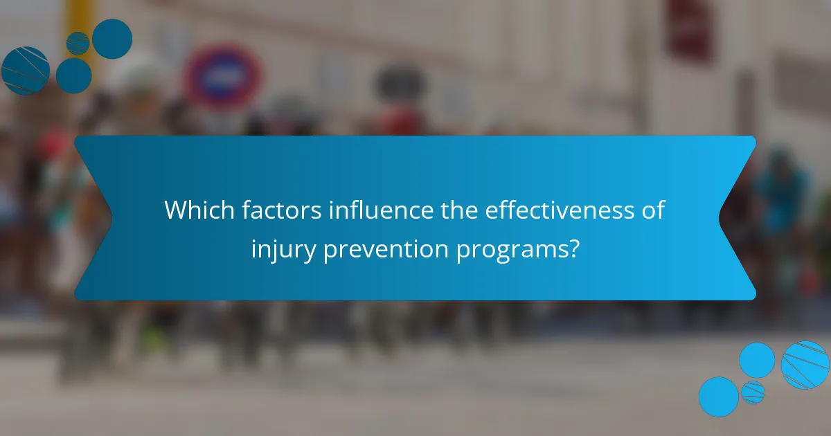 Which factors influence the effectiveness of injury prevention programs?